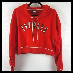 IVY PARK Cropped Orange Hoodie Sweatshirt‎ Womens Beyonce Graphic Logo